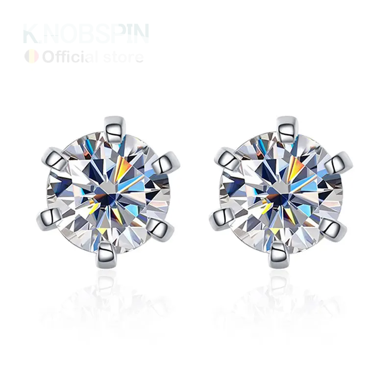 STAR EARRING
 1ct Moissanite  with GRA s925 Sterling Sliver Plated 18k White Gold Stud Earring