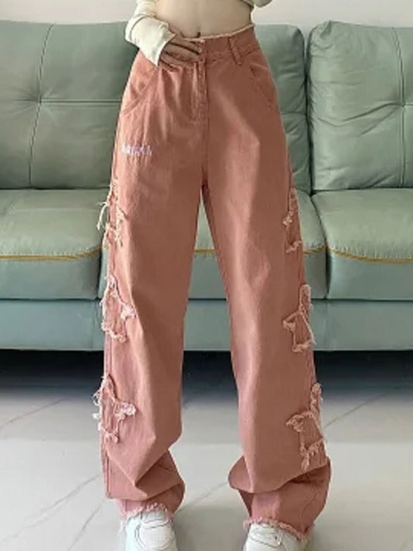 American Retro Minority Design XINGX Patch Wide Leg Mop Pants Women