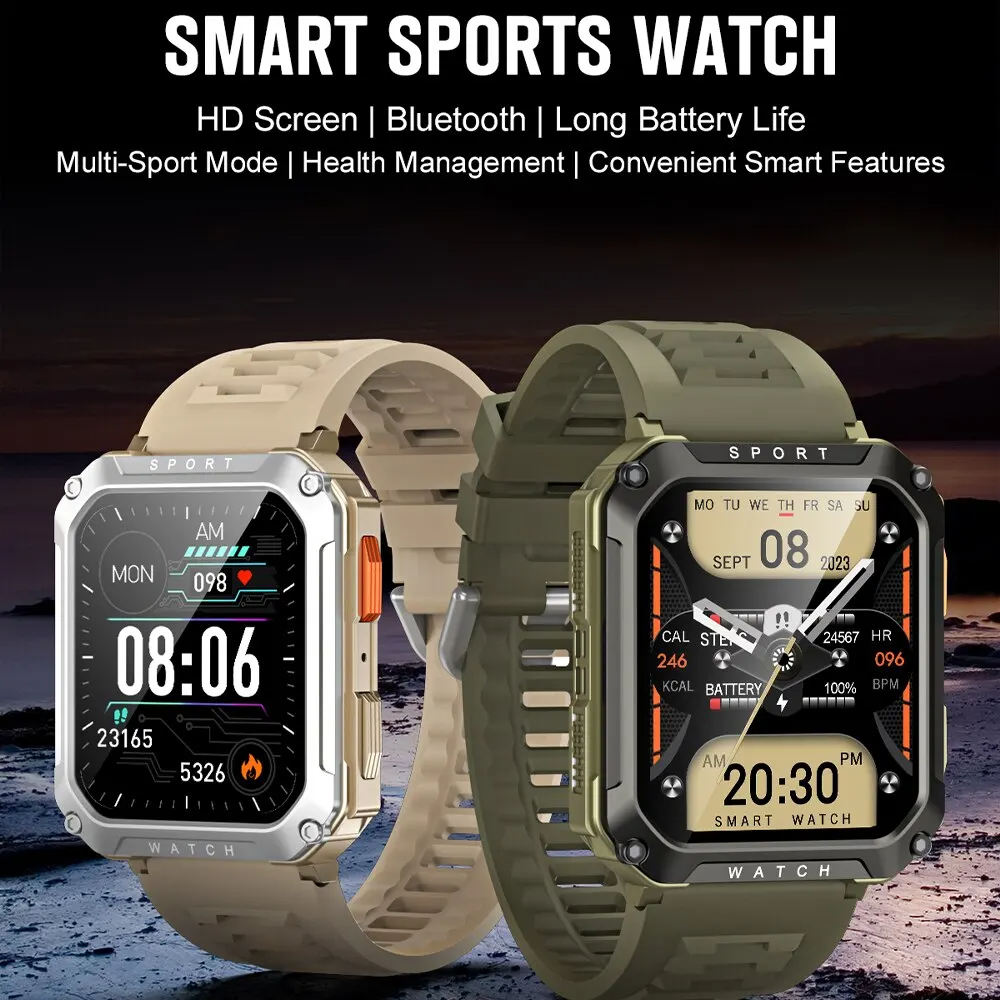 The king -MEN WATCHS
 T8 PRO 2.01 Inch Men's Outdoor Rugged Military BT Call Smart Watch Sports Fitness Tracker Heart Monitor For Android IOS