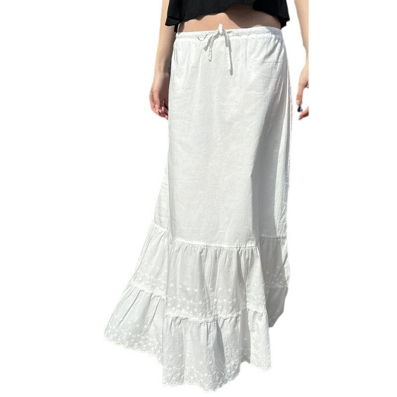 Women's Fashion Simple Lace Solid Skirt