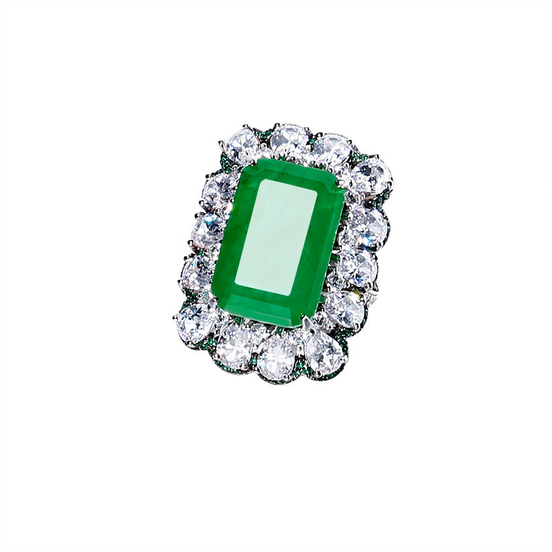 Frosty Sterling Silver Emerald Ring