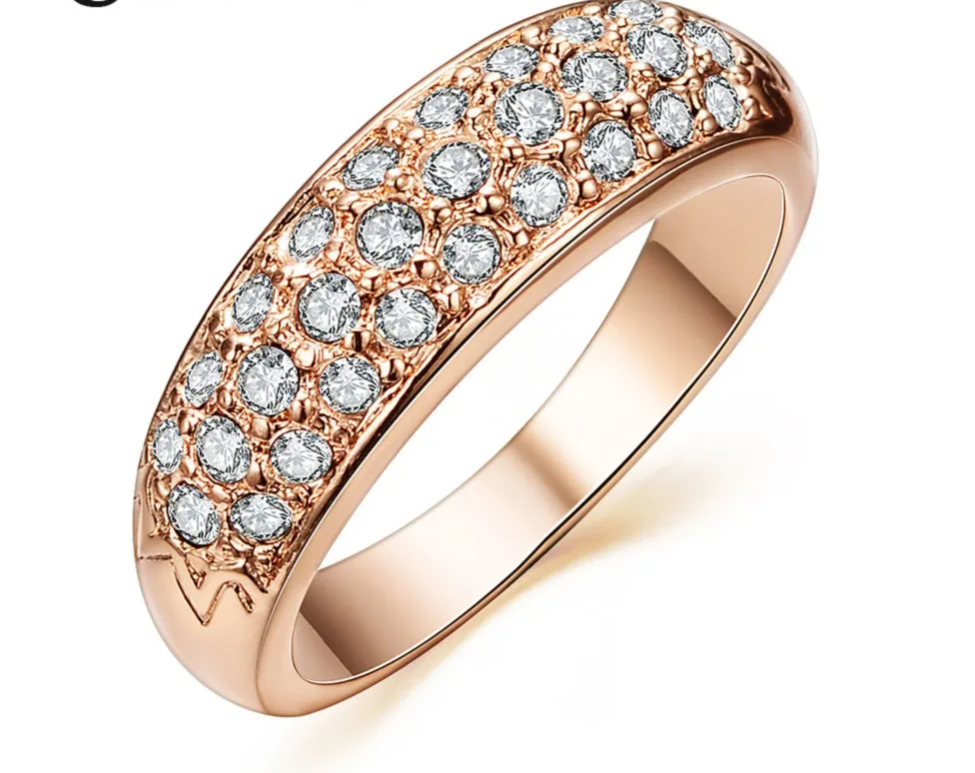 Classic Anillos Mujer Bague Aros Rose Gold Color Rhinestones Studded Finger Rings JR0084A