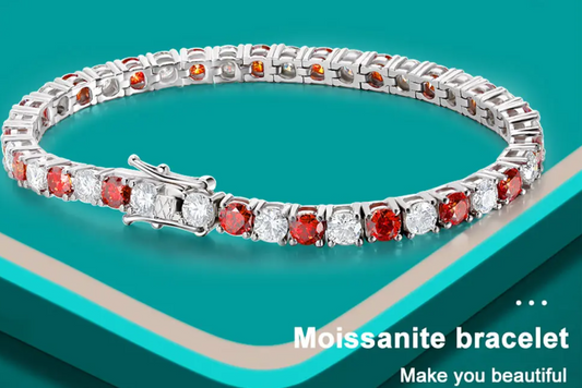 ROSE AND WHITE BRACELET
 Original 925 Sliver Bracelets for Women Man Wedding Fine Jewelry D VVS1 GRA Certified Moissanite