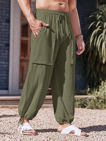 Summer Men's Multi-pocket Plus Size Cotton And Linen Casual Pants