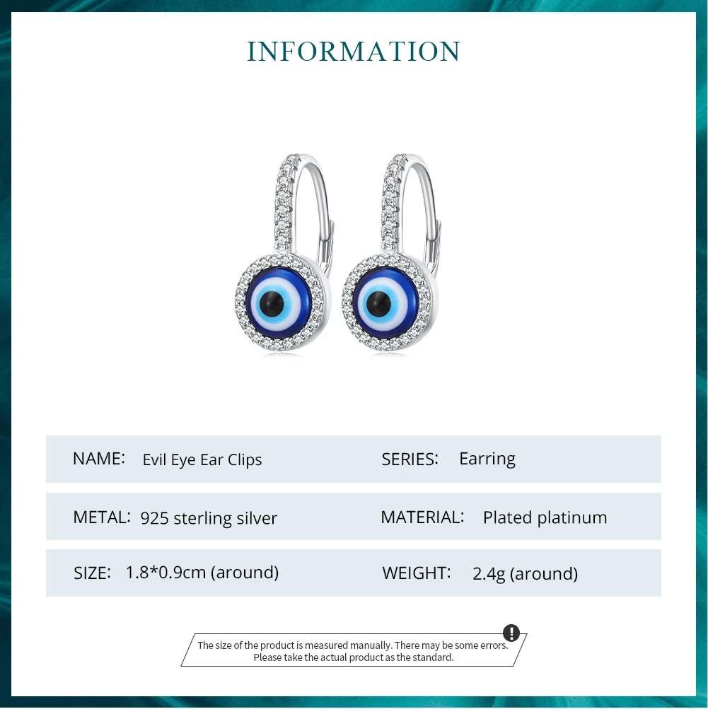 Evil blue eye
 925 Sterling Silver  Earrings